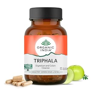 Organic India Triphala Capsules - 60 Caps, Supports Immune System, Colon & Digestion, Balanced Bowel & Gut Health, Contains Bioactives and Antioxidants, GMP & NPOP Certified Organic